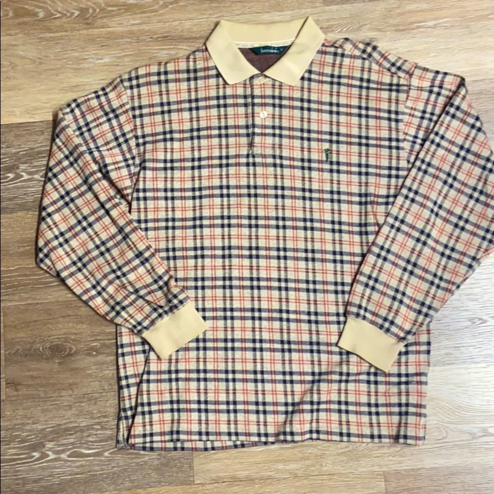 💥 Bossini Burberry knit long sleeve golf polo 💥